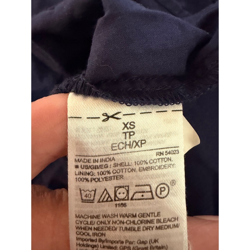 Gap Navy Blue Floral Embroidered Eyelet Midi Dress XS Cottagecore Boho Summer - Picture 11 of 11